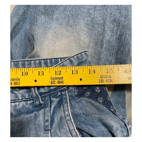 Free People Size 26 Down to‎ Earth Patchwork Jeans Light Wash Distressed - Picture 5 of 6